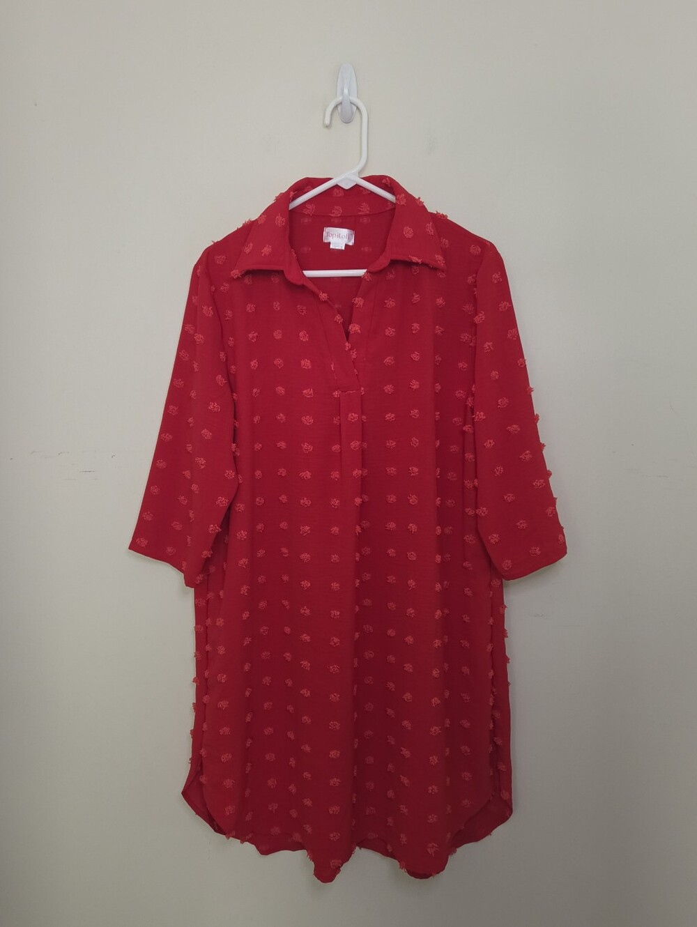 Women's Top It Off Red Swiss Dot Dress Sz Large 12/14
